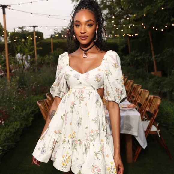 ZIMMERMANN Cutout floral-print cotton-blend seersucker mini dress. Sz 2. Shopbop - Picture 2 of 9